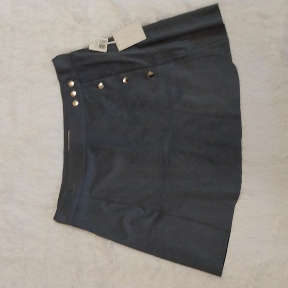 1ST STATE BRAND CONTEMPORARY FAUX  SUEDE A LINE WRAP AROUND skirt large - Picture 4 of 13